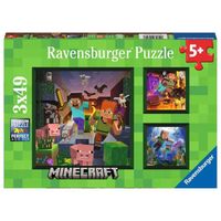 Puzzles 3 x 49 pièces - Ravensburger - Biomes de Minecraft - Multicolore - A partir de 6 ans
