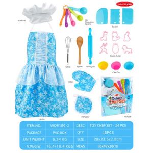 DINETTE - CUISINE Bleu B-Ensemble de cuisine pour enfants, Simulation F2, Tabliers de costume de chef, Moules à gâteaux, Cadeau