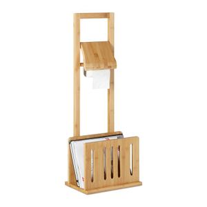 Porte Papier Toilette Bambou Avec Étager - Acier Inoxydable, Design Mural | Pour Salle De Bain