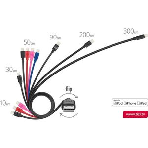 CÂBLE TÉLÉPHONE Tizi Flip 3 mètre - Flip USB pour câble Lightning 