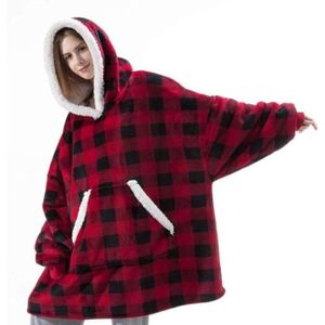 CASOFU Sweat Plaid Femme Pull Plaid Homme Plaid à Capuche Adulte Plaid à  Manche Blanket Hoodie