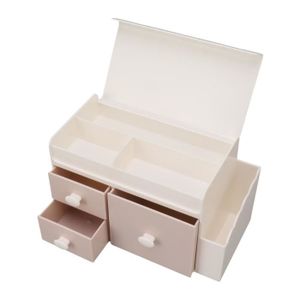 BOITE DE RANGEMENT Qiilu boîte de rangement avec tiroirs Boîte de rangement de bureau avec 3 tiroirs support latéral en plastique pour bijoux