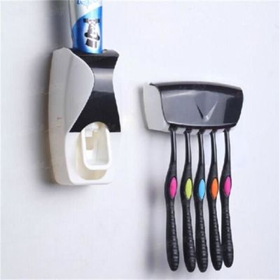 2 Distributeurs De Dentifrice Automatiques Sans Contact - Montage Mural Adhésif - Pour Adultes Et Enfants - Gris - Sans Perçage