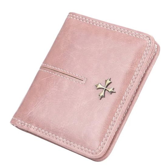 Portefeuille Femme Zippé En PU Brodé - Format Compact Multi-compartiments | Rose