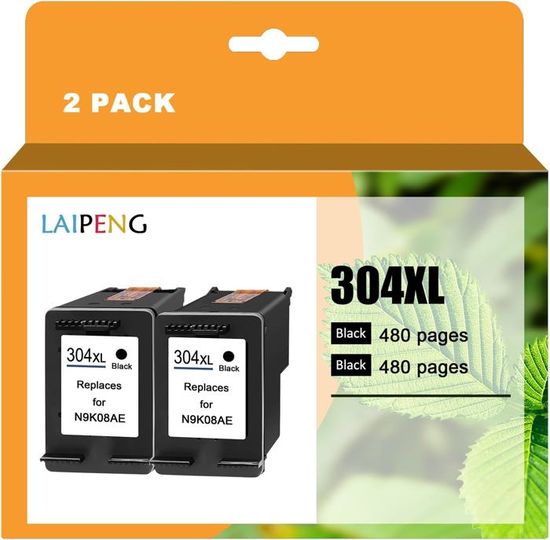INKYEAH Cartouche Encre 304 XL Noir - Remplacement HP DeskJet 3720 3750 Envy 5030