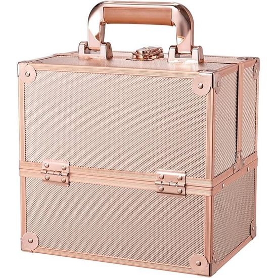 Nécessaire De Toilette Vintage Années 50 - Mallette Simili Cuir Marron, Miroir
