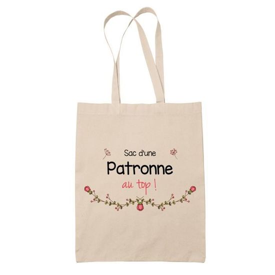 Trousse Personnalisée "Patronne Au Top" - 100% Coton, Impression Durable - Idée Cadeau Collègue, Retraite