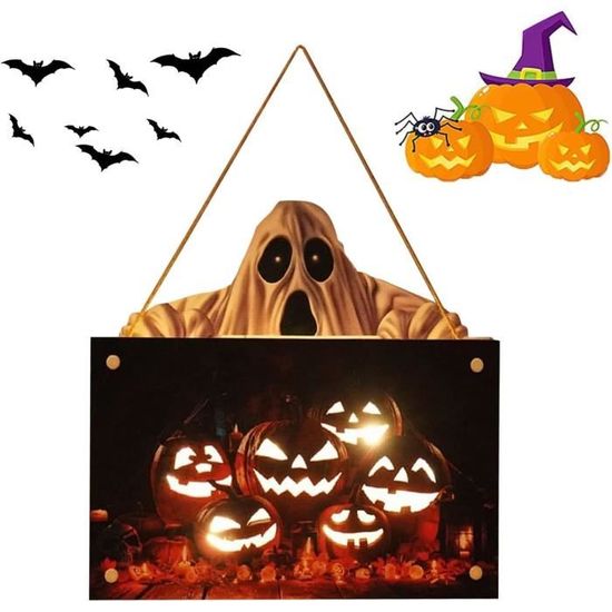 2 Décorations Porte Halloween En Bois – Citrouille & Fantômes | Déco Murale Festive Automne - 9