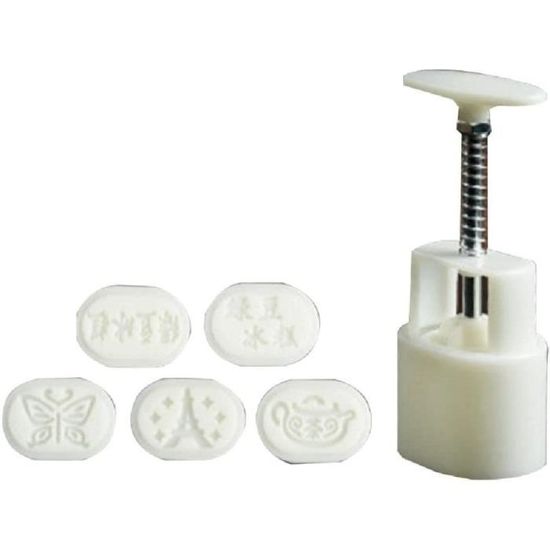 FineGood Lot De 2 Moules à Gâteau De Lune 50g Et 100g Avec 11 Tampons Fleurs - Emporte-pièces DIY Biscuits