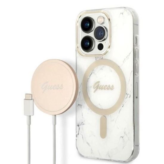 Guess Coque 4G Metal Logo MagSafe pour Apple iPhone 15 Pro - Rose | (était