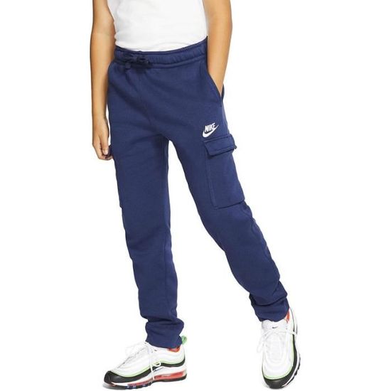 Pantalon de survetement Nike NSW CLUB CARGO Junior Bleu Taille elastique Poches laterales et cargo Bleu Cdiscount Sport