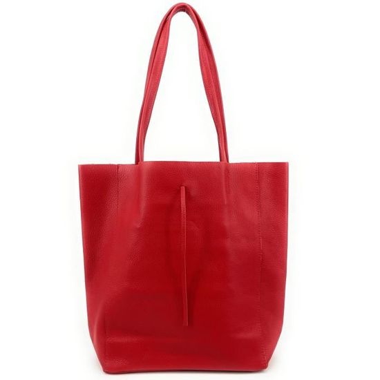 Sac Cabas Rouge En Cuir Et Toile Hexagona - Style Fourre-tout Féminin