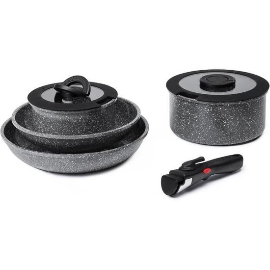 Batterie De Cuisine BRUNNER – Poêles Et Casseroles En Alu Antiadhésif, Design Compact Et Super Résistante