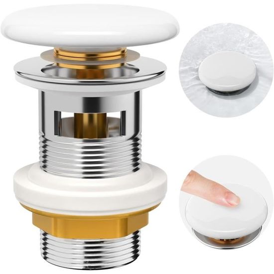 Bonde De Lavabo Avec Trop-plein Noir - Mécanisme Click-clack, Filetage G 1¼, Installation Facile Sans Outil - 8