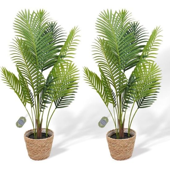 Plante Artificielle Palmier 120cm - Fausse Plante En Pot Pour Intérieur/Extérieur, Décoration Maison