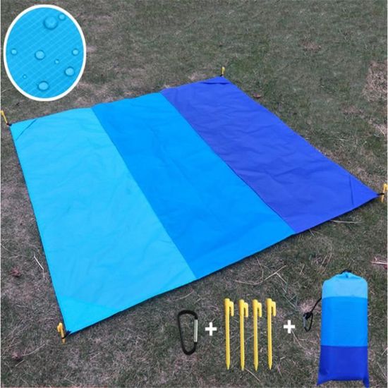 Tapis De Plage 140x200 Cm - Imperméable, Léger (0,23 Kg), Avec Sac Et Piquets - Pour Plage, Camping, Pique-nique