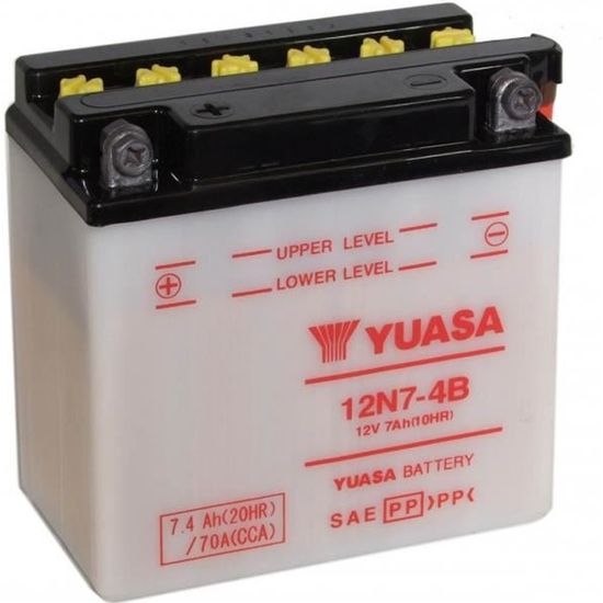 Batterie Yuasa pour Moto Suzuki 500 GT 1975 à  1978 12N7-4A / 12V 7Ah