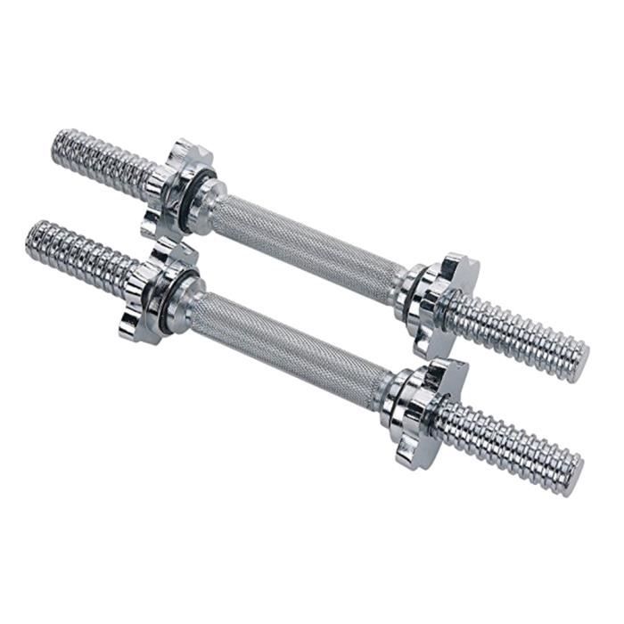 Paire de barres d'haltères en acier inoxydable chromé de 1 pouce poignées d'haltères haltérophilie ensemble de collier de Spinlock p