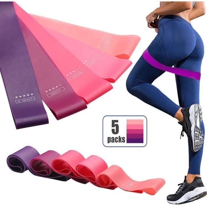 EdorReco 5 Pcs Bandes de Resistance - Loop Bande Elastique Fitness Équipement d'Exercices pour Musculation Pilates Squat Sport