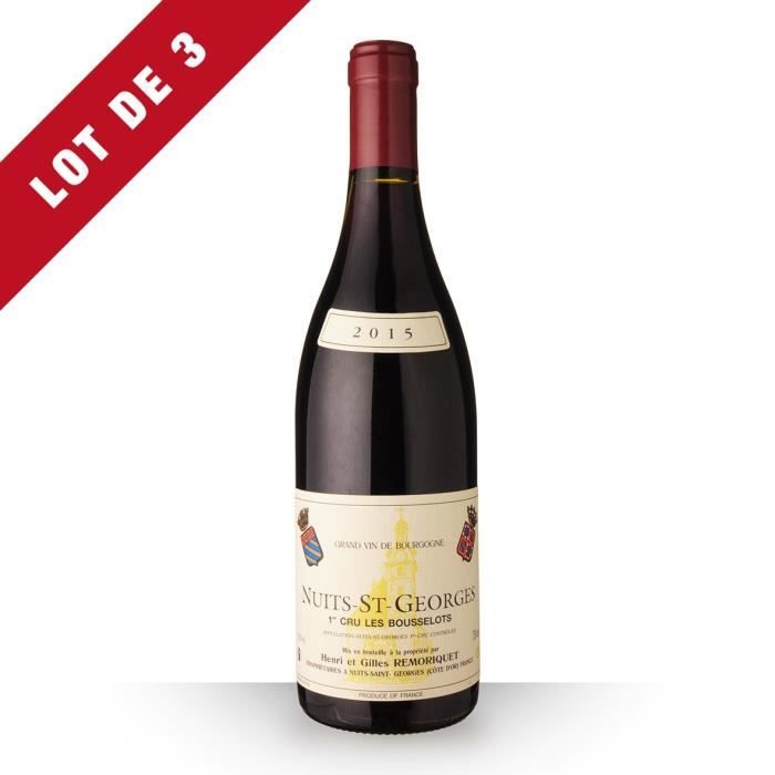 Lot de 3 - Domaine Remoriquet 2015 AOC Nuits-Saint-Georges 1er Cru Les Bousselots - 3x75cl - Vin Rouge