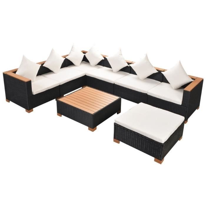 Magnifique Mobilier de jardin 22 pcs Rotin synthetique WPC Noir