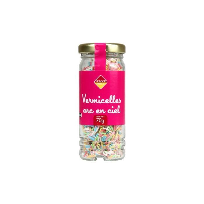 Vermicelles arc-en-ciel pour pâtisseries Leader Price - 70g