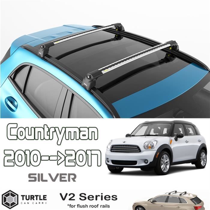 Barres de toit pour Mini Countryman R60 2010-2017 transversales, alu (le jeu de 2) série Turtle V2 avec serrures