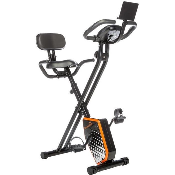 Vélo appartement pliable avec dossier Skandika Foldaway X-1000 PLUS - Résistance 8 niveaux, Max 130kg, Bluetooth, Appli, inertie 4kg