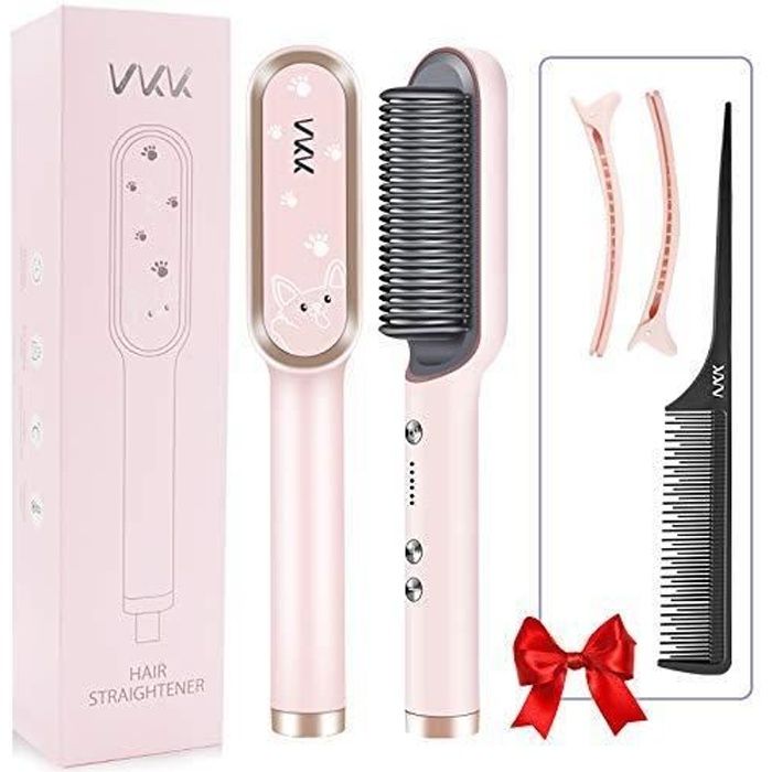 VKK - VKK Brosse Chauffante Lissante Chauffante Peigne Ionique de Chauffage électrique Ultrarapide en 30s, Technologie Céramique