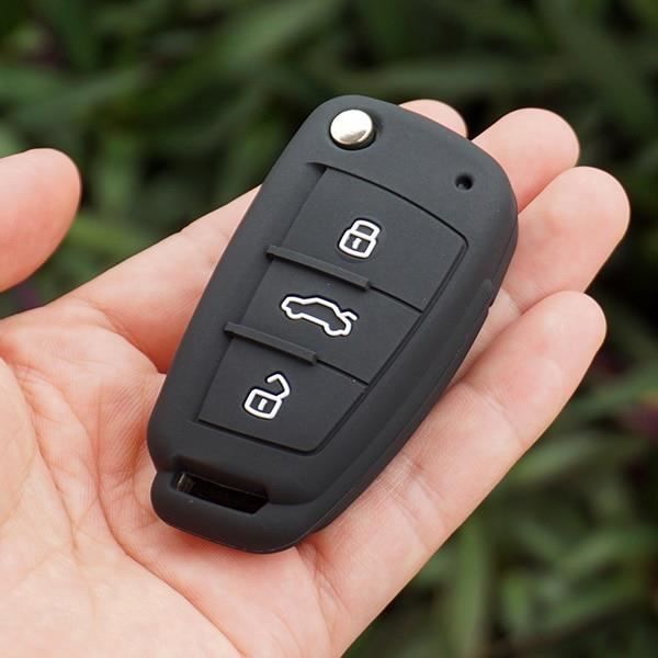 Étui porte clé en silicone - Protection de la peau, pour Audi A1 A2 A3 TT Q3 Q5 R8 S6 S7 SQ5 RS5, plia Black