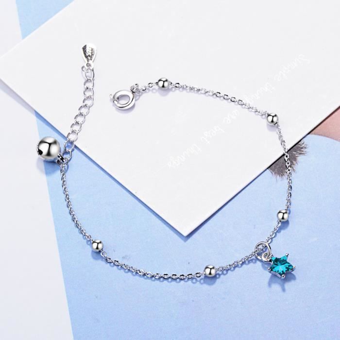 Cristal Balle étoile à cinq branches Bracelet Femmes Mode Charm Coffret Cadeau Bleu