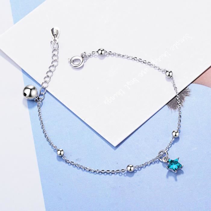 Cristal Balle étoile à cinq branches Bracelet Femmes Mode Charm Coffret Cadeau Bleu