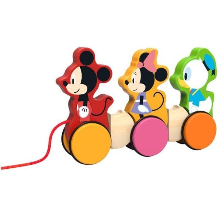 Jouet à tirer en bois dans le thème de Mickey Mouse. Pour les enfants à partir de 18 mois.