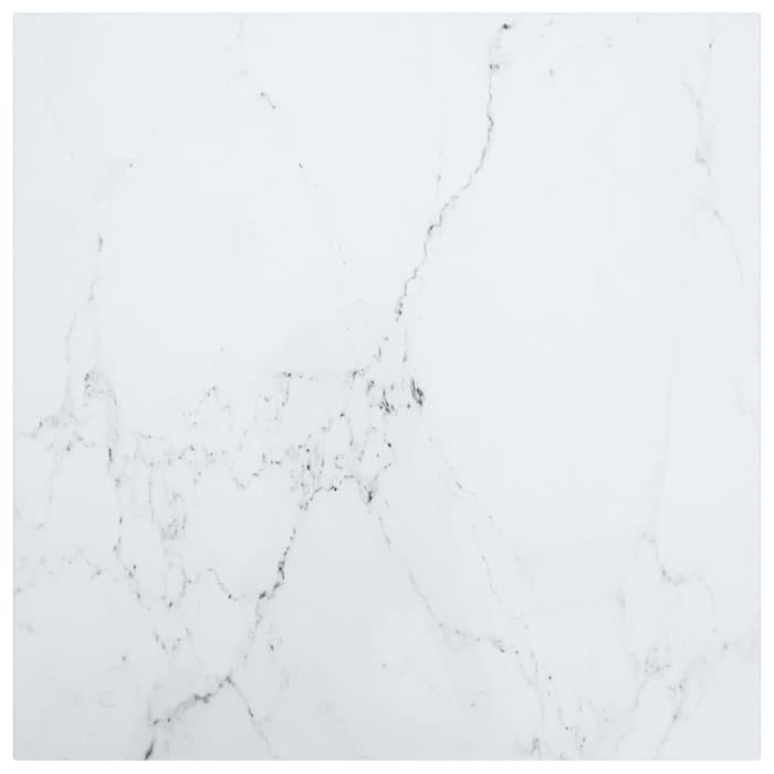 NOVE Dessus de table Blanc 60x60cm 6mm Verre trempé et design marbre®SJNQNT®