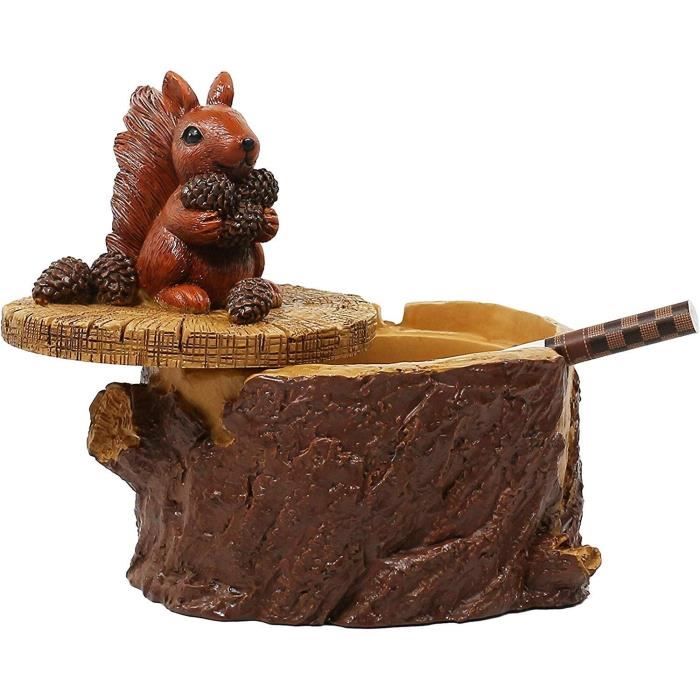 Cendrier,Cendriers d'extérieur,avec Couvercle Mignon Vivid Forest Animal Cendrier Support,pour intérieur et extérieur,Écureuil