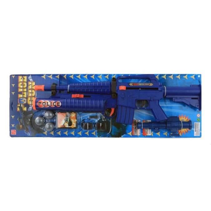 Jonotoys fusil de police 10 pièces bleu