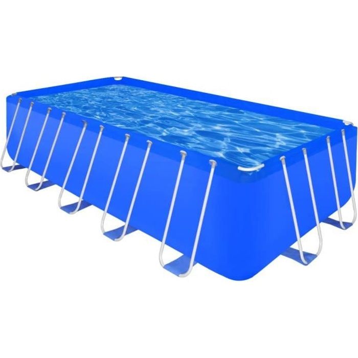 Homgeek Piscine Hors-sol Piscine Rectangulaire avec Cadre en Acier 540 x 270 x 122cm