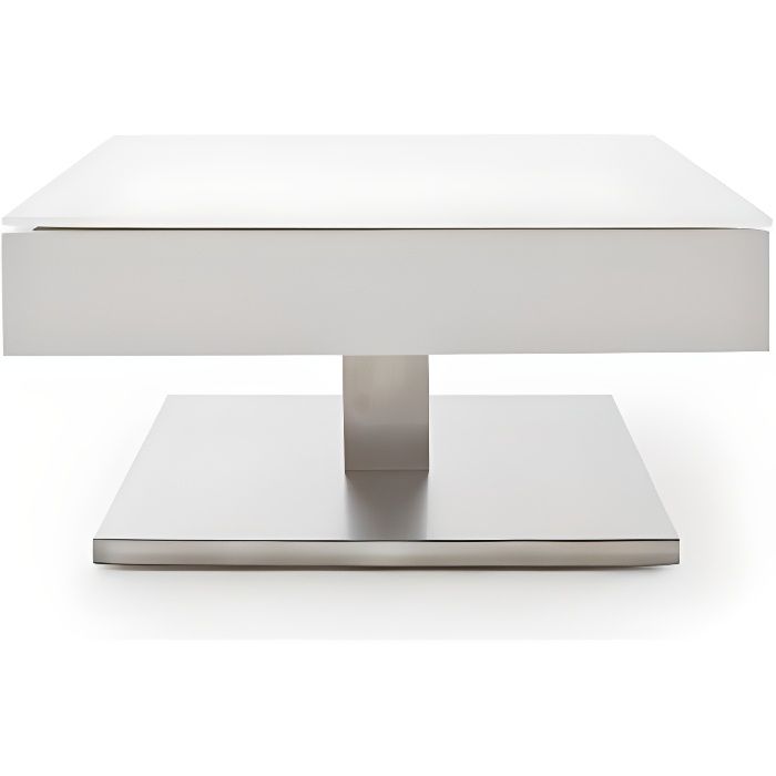 Table basse MARSEILLE laquée blanc mat plateau en verre trempé blanc mat blanc Inside75