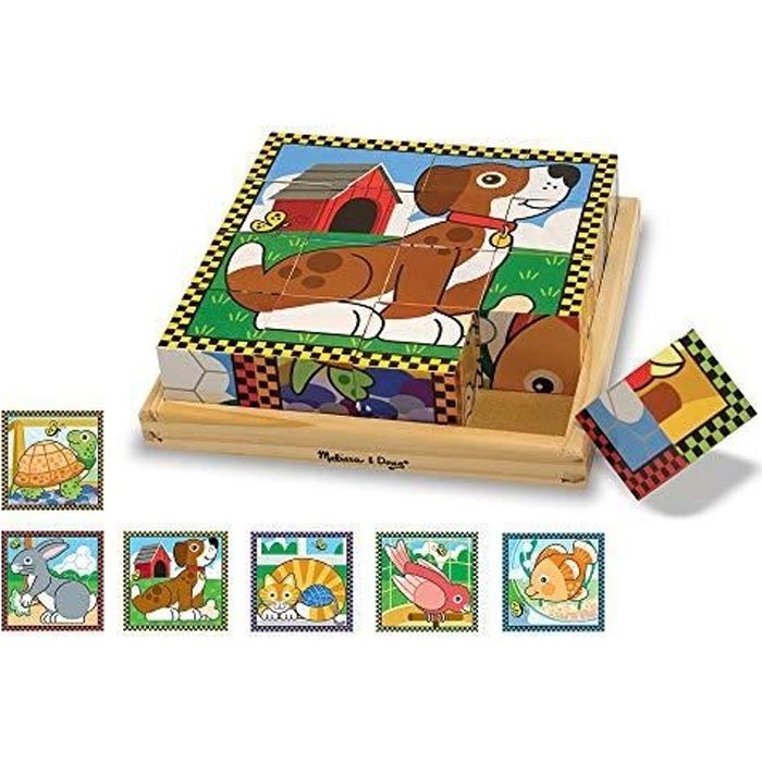 Melissa & Doug - 13771 - Puzzle Cubes En Bois - Scènes D’Animaux 13771