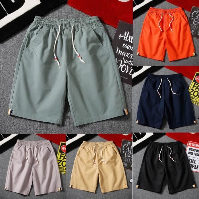 Hommes d'été nouveau short de ceinture de mode simple Shorts de couleur pure à la mode