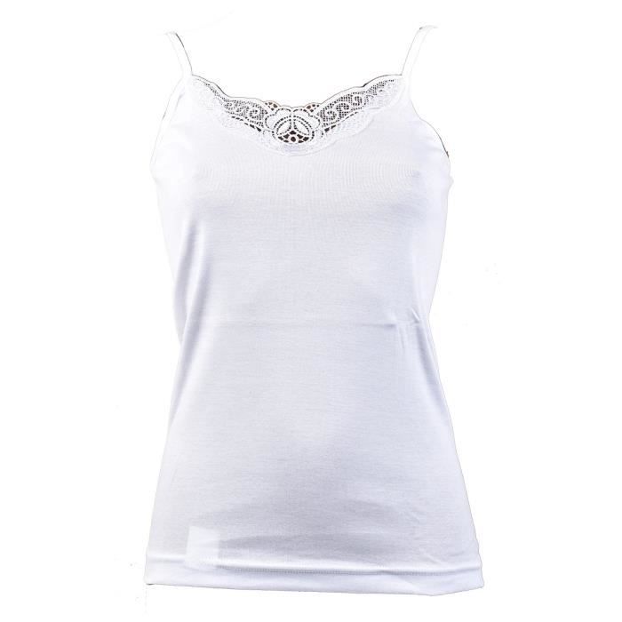 Débardeur Femme Fibre Naturelle Grand Confort Débardeur Fines Bretelles Blanc