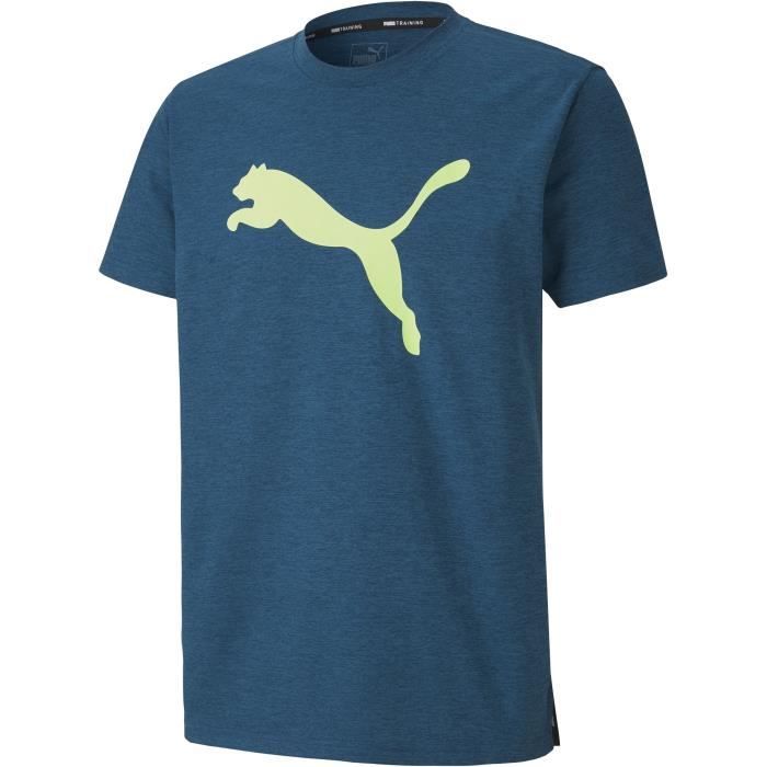 PUMA - T-shirt de sport Performance Heather - manche courte - technologie DRYCELL - bleu - homme