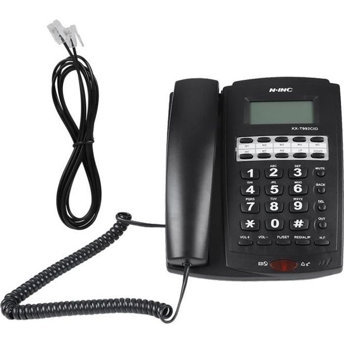 Téléphone filaire avec numéro abrégé à 8 groupes avec téléphone à haut-parleur