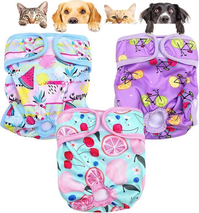 Comparer les prix de Lot de 3 Couches Lavables pour Chien Couches Réutilisables pour Chien Incontinent Adaptées aux Petits Moyens et Grands Chiens S