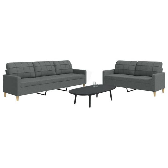 vidaXL Ensemble de canapés 2 pcs gris foncé tissu canapé siège de canapé canapé relax canapé confort fauteuil de 3278320