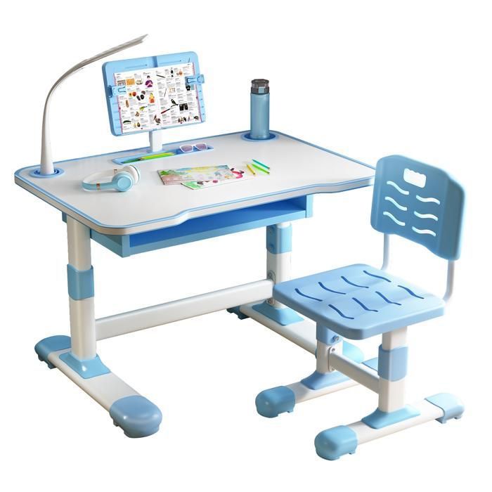 Bureau Enfant Réglable Haibinsuo Avec Chaise Ergonomique - Lampe LED Incluse, Plateau Inclinable, Rangements Spacieux - Pour étude Et Jeux 3-18 Ans