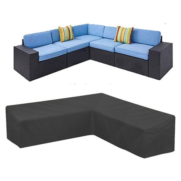 Housse de canapé dangle de jardin imperméable 210D Oxford en forme de L (270 x 270 x 90 cm)