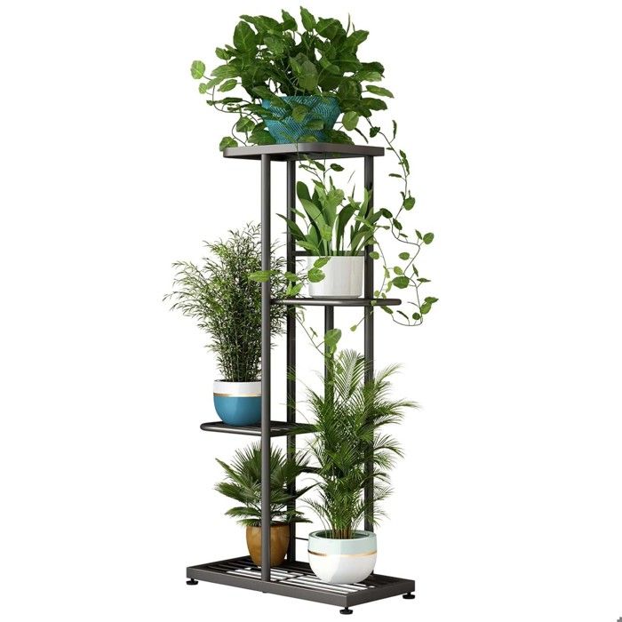 KHayRovies Étagère à Plantes 8 Niveaux – Support Métal Blanc Intérieur Extérieur, Porte-Pots Pliable, Balcon Jardin Maison, Design Moderne
