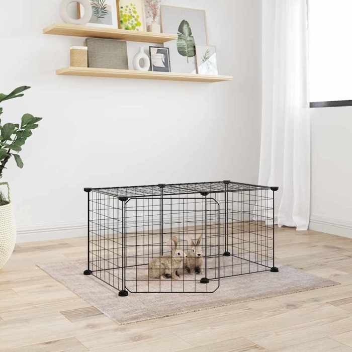 Meilleurs prix pour SALE 2025""Cage animaux de compagnie à 8 panneaux et porte - Noir 35x35 cm chill833551