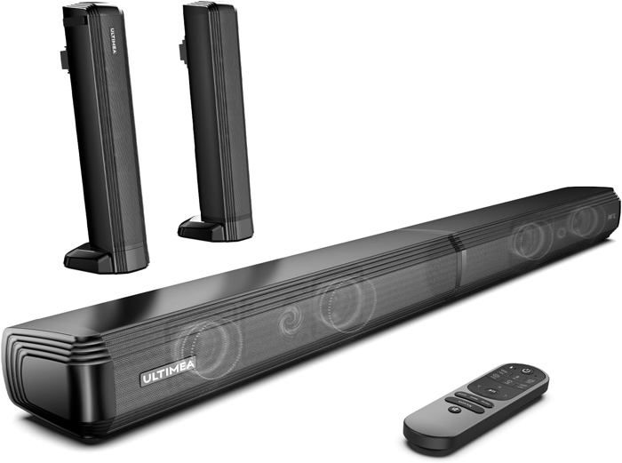 Barre de son TV ULTIMEA 200W 4.1 canaux, système audio Home Cinéma, enceinte Bluetooth, support subwoofer, entrées optique, Aux, HDMI